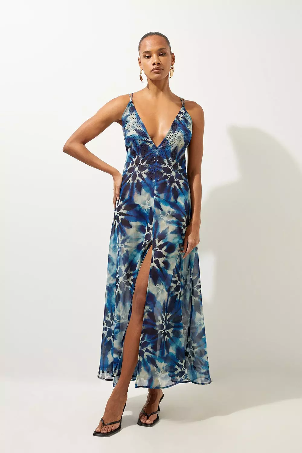 Tie Dye Embellished Strappy Beach Maxi Dress Karen Millen